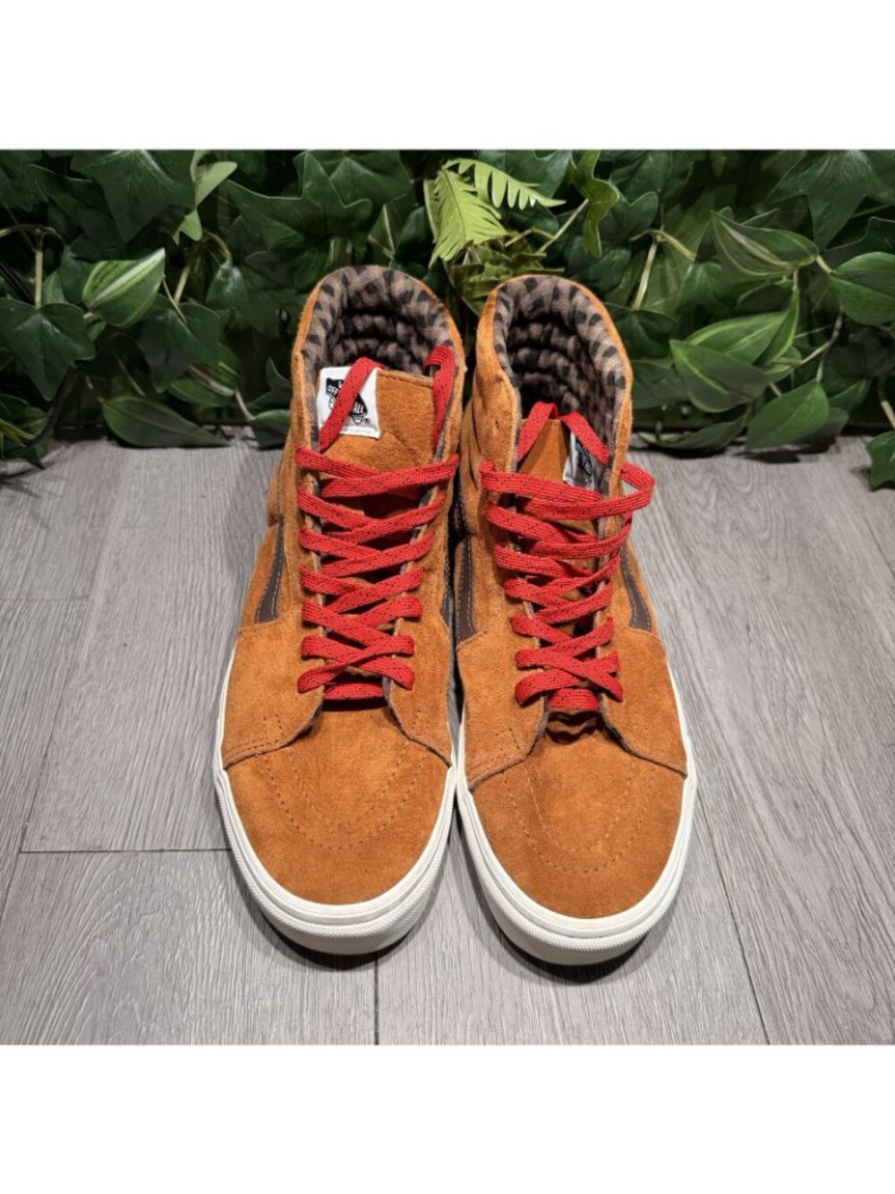 Vans SK8 Hi Glazed Ginger Brown Pig Suede Plaid Hi Top Sneaker 507452 Size 11 - Picture 3 of 10